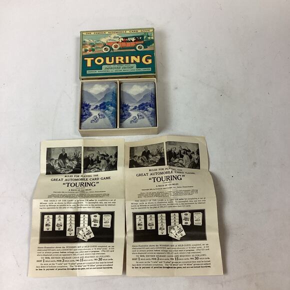 1926 VTG Parker Brothers Touring Card Game Original Box & 2 Instruction Books - Picture 1 of 9